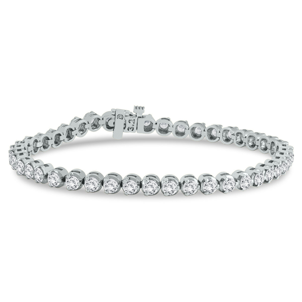5 Carat TW Three Prong Diamond Tennis Bracelet in 14K White Gold
